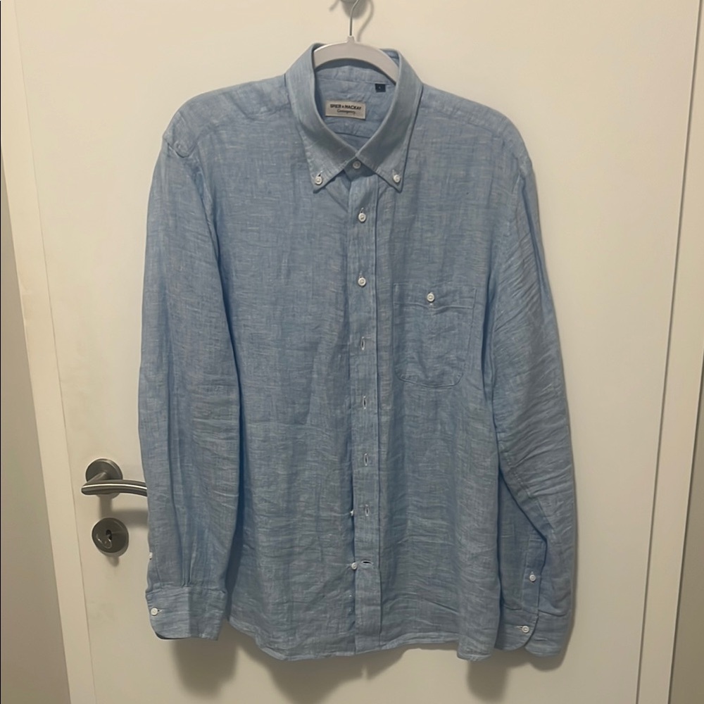 Men's Light Blue Casual Button-Down Shirt